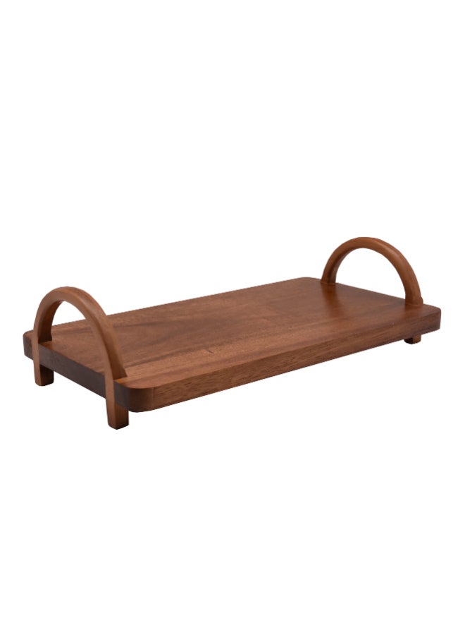 Rectangular Acacia Wood Tray with Handle Brown 8 x 16 x 30 cm ST57730A